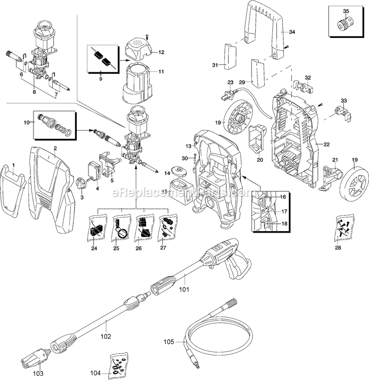 Black and Decker PW18-AR (Type 1) Pressure Washer 1500w Was Power Tool Page A Diagram